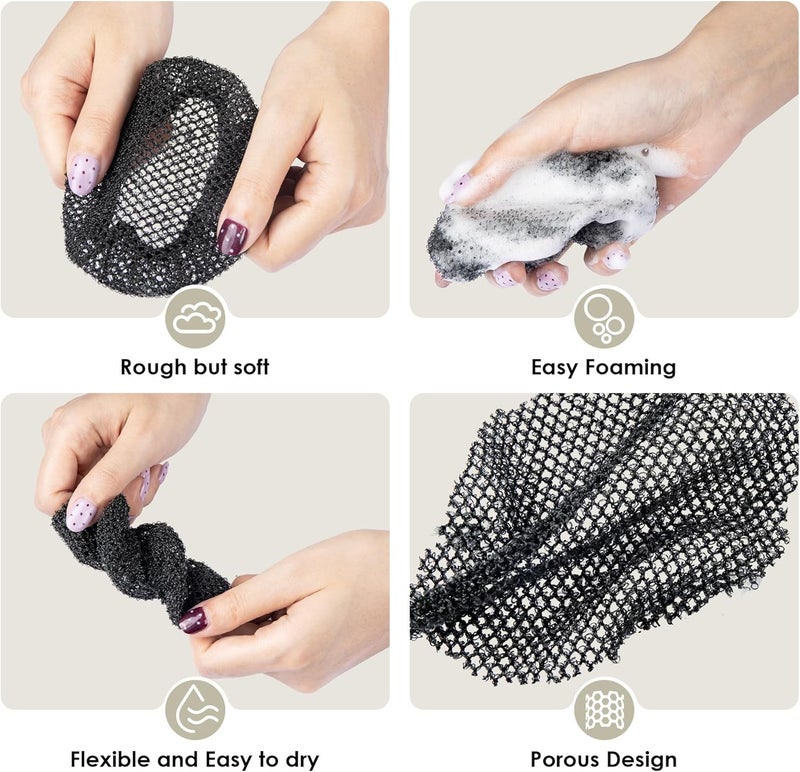Innerneed Exfoliating Net Cover Sponge Bath Scrubbing Loofah Rough Washcloth Case 4pcs, Only for Silicone Body Brush （Only Case） - Image 2